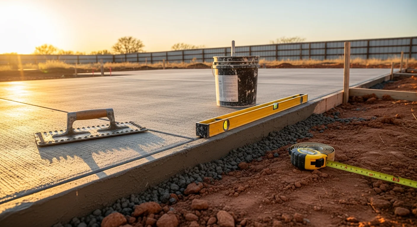 Concrete foundation being poured for new commercial building in Midland
